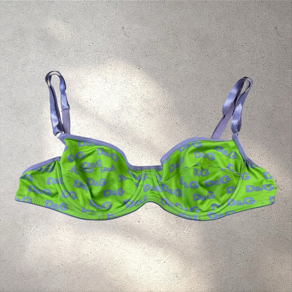 Vtg Y2K Dolce & Gabbana Monogram Underwire Bustier Bra Designer Sz S